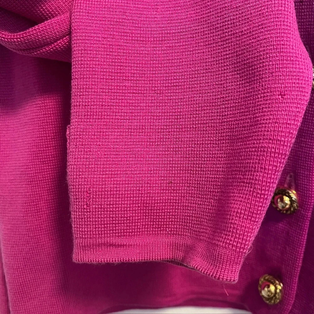 Jaegar vintage wool sweater round neck cardigan pink jacket gold buttons - Picture 6 of 12